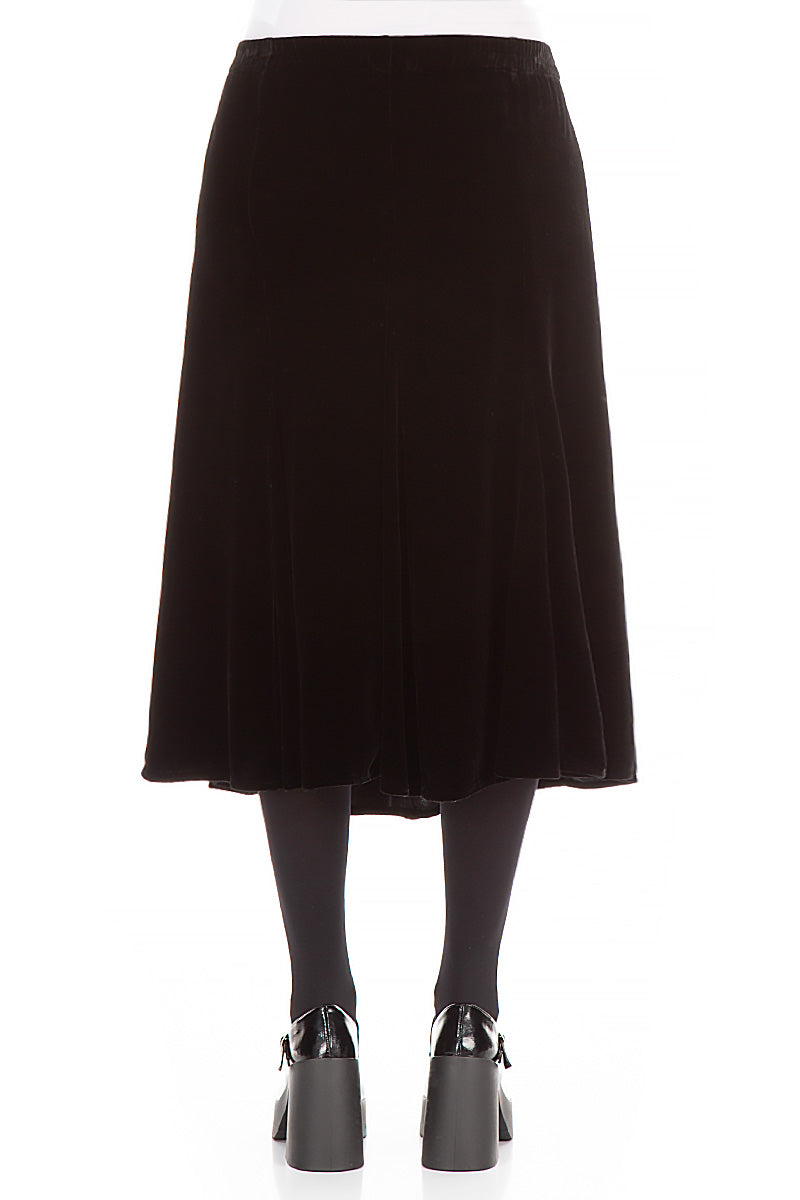Midi Black Silk Velvet Skirt 2