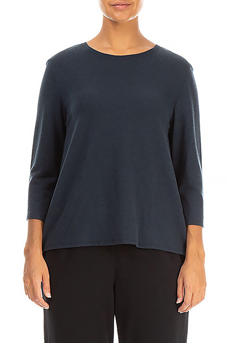 Minimalist Navy Wool Blouse 1