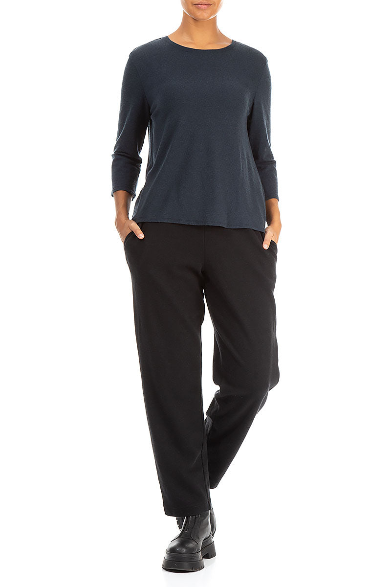 Minimalist Navy Wool Blouse 4