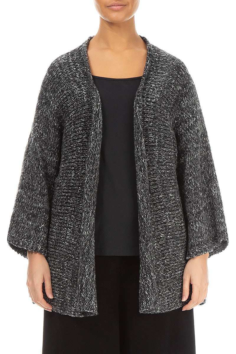 Open Mélange Grey Wool Cardigan 1
