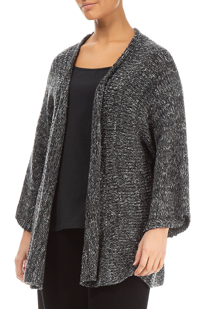 Open Mélange Grey Wool Cardigan 3