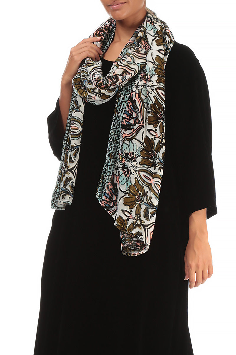 Devoré Ornament Silk Velvet Scarf 3