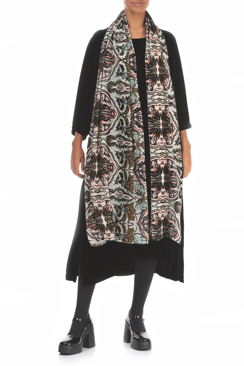 Devoré Ornament Silk Velvet Scarf 2