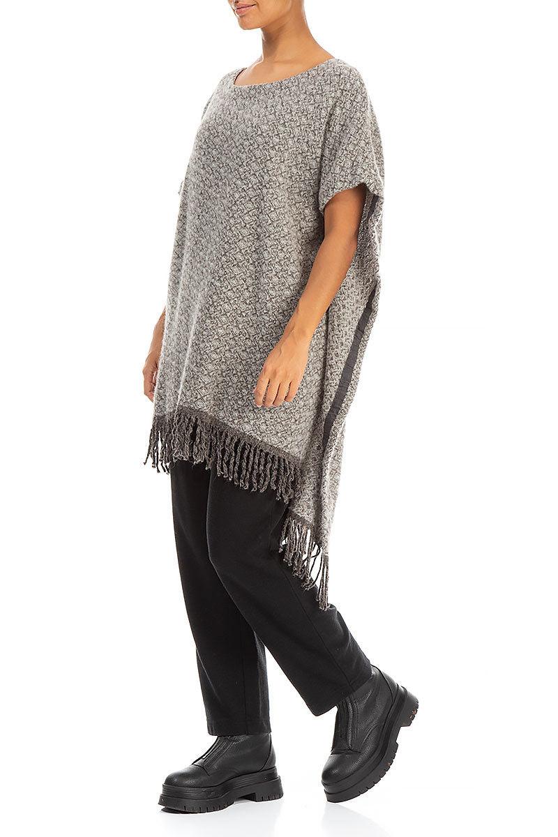 Patterned Poncho Grey Wool Alpaca Tunic 4