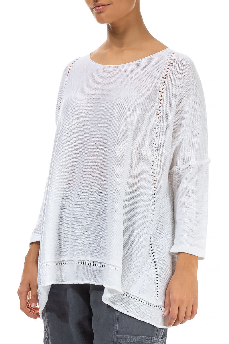 Pinhole Lines Décor White Linen Jumper 3