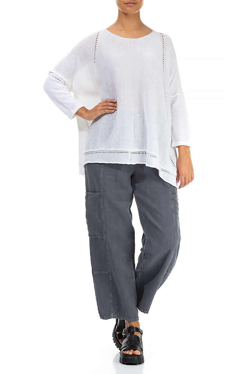Pinhole Lines Décor White Linen Jumper 4