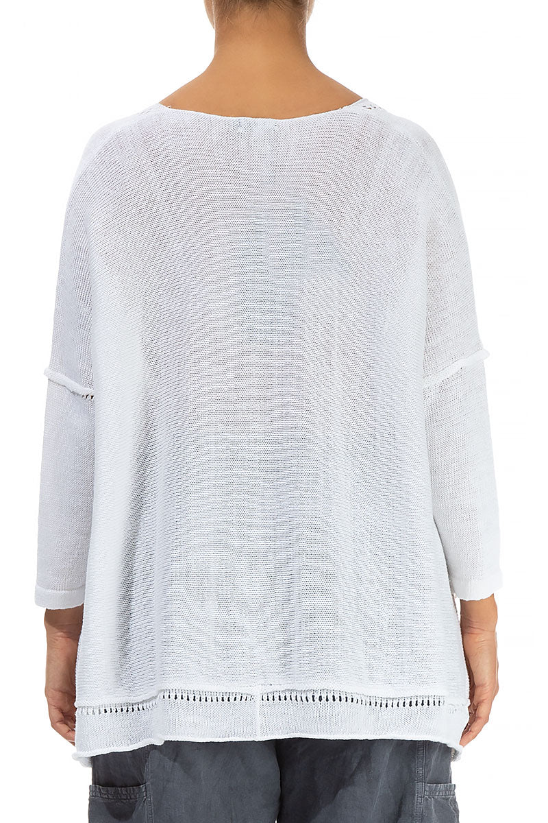 Pinhole Lines Décor White Linen Jumper 2
