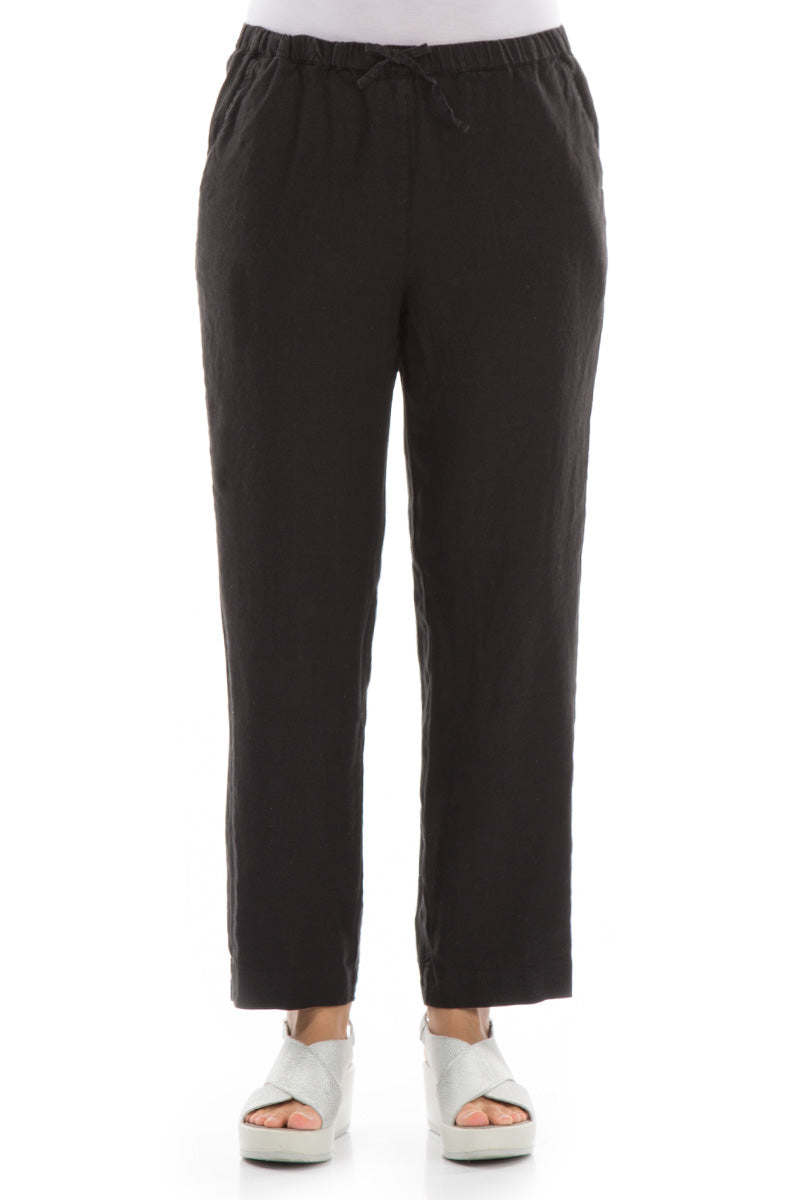 Pure Black Linen Trousers 1