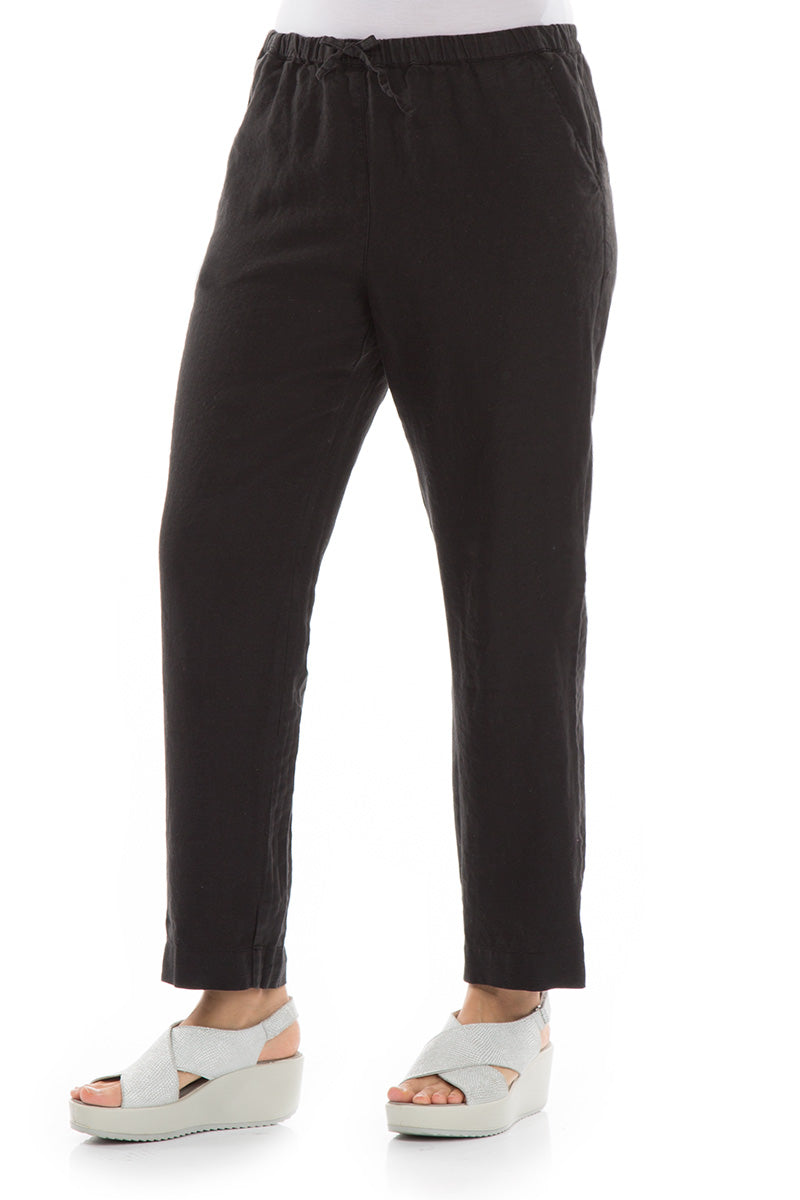 Pure Black Linen Trousers 3