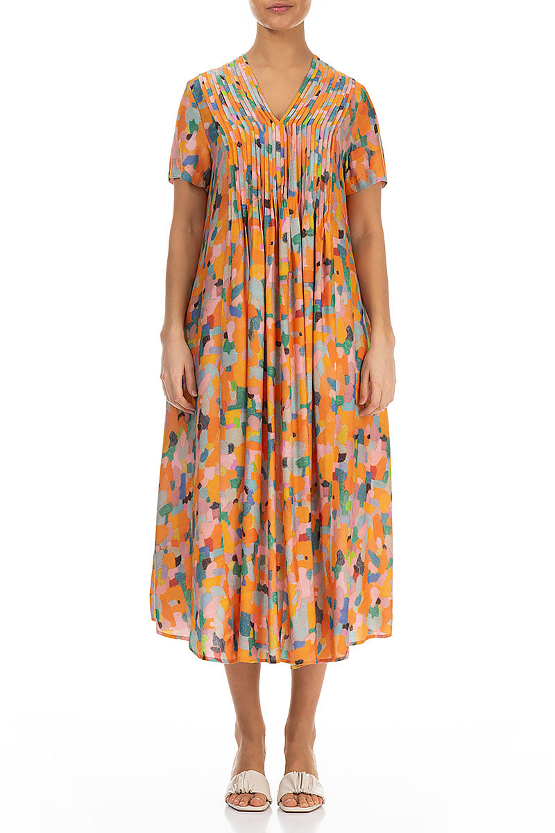 Romantic Orange Burst Silk Bamboo Dress 1