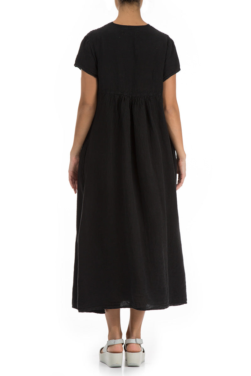 Romantic Black Linen Dress - GRIZAS | Natural Contemporary Womenswear