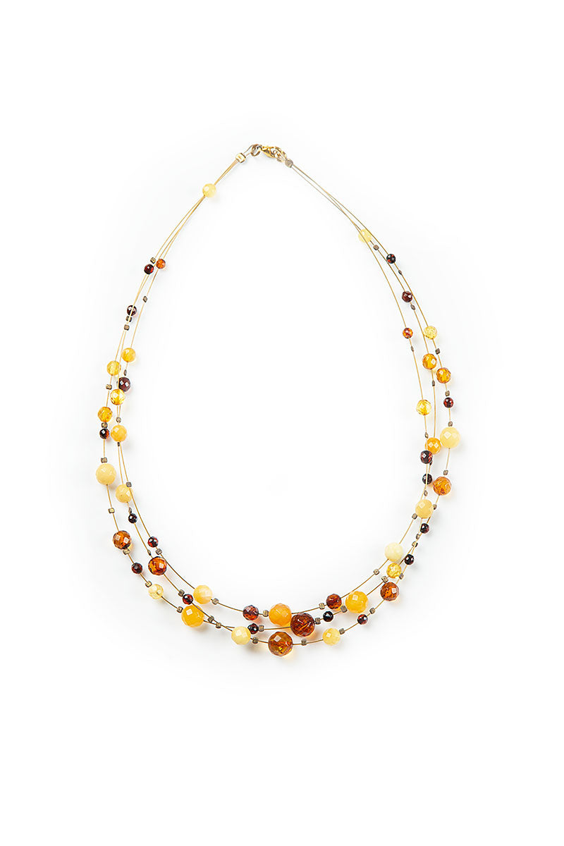 Round Amber Bead Necklace 1