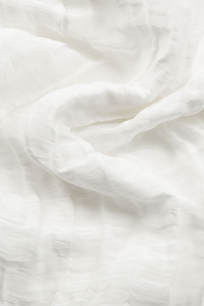 Taper Off White Crinkled Silk Linen Trousers 5