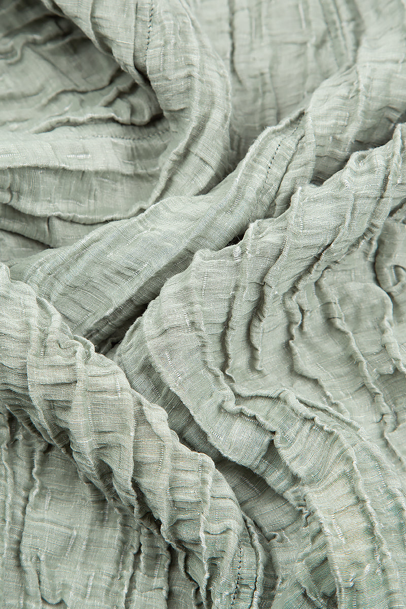 Asymmetrical Crinkled Pistachio Silk Dress 5