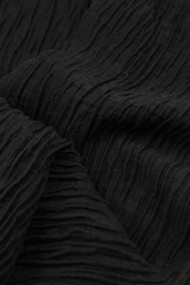 Crinkled Black Silk Midi Dress 5