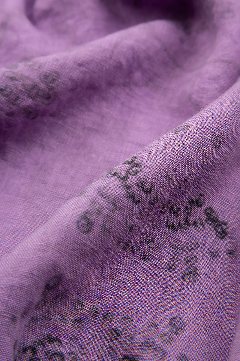 Short Sleeves Lavender Blossom Linen Dress 6