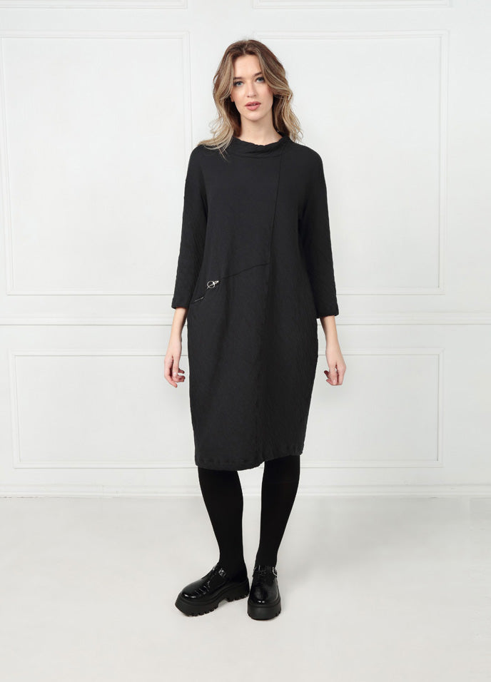 Side Zip Wavy Cotton Midi Dress 6