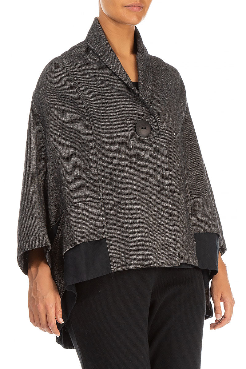 Single Button Grey Wool Linen Jacket 3