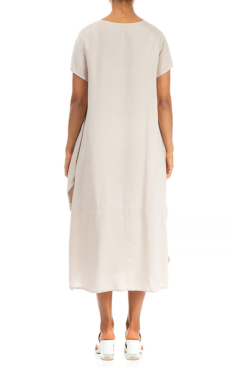 Single Pocket Sand Beige Silk Bamboo Dress 2