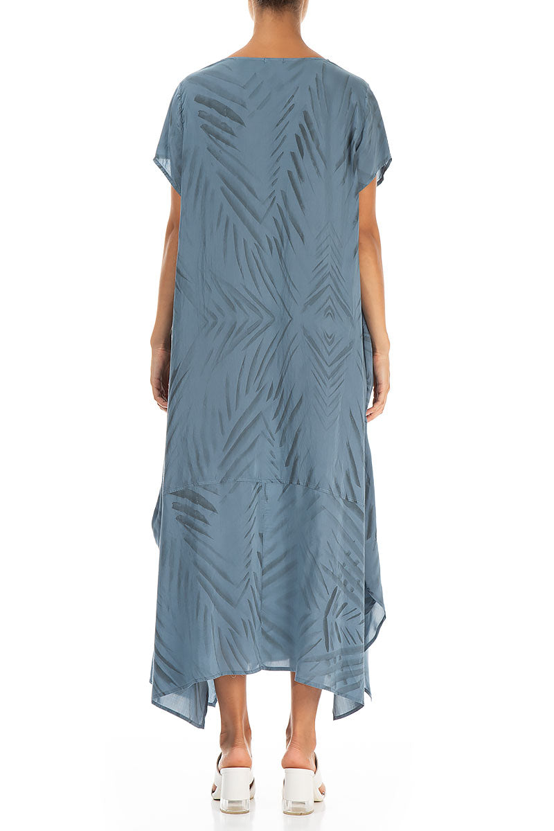 Single Pocket Steel Blue Silk Bamboo Dress