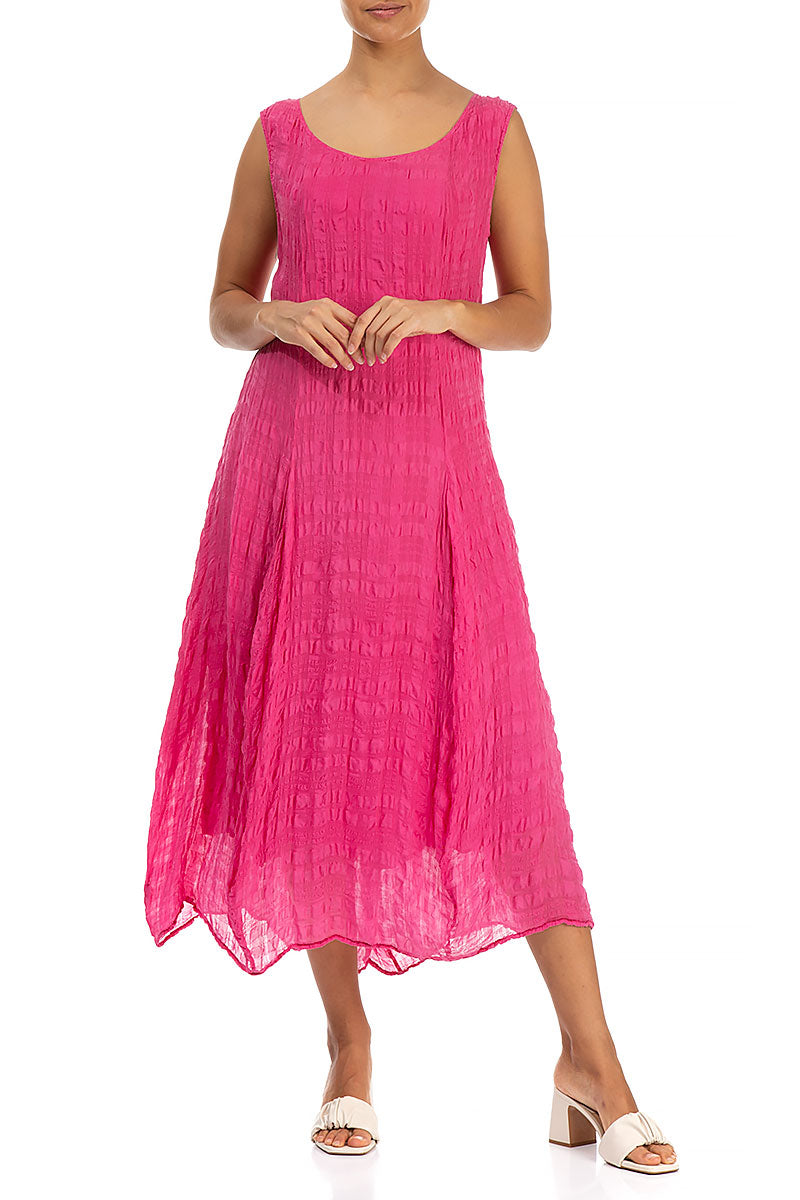 Sleeveless Balloon Hot Pink Light Silk Dress 4