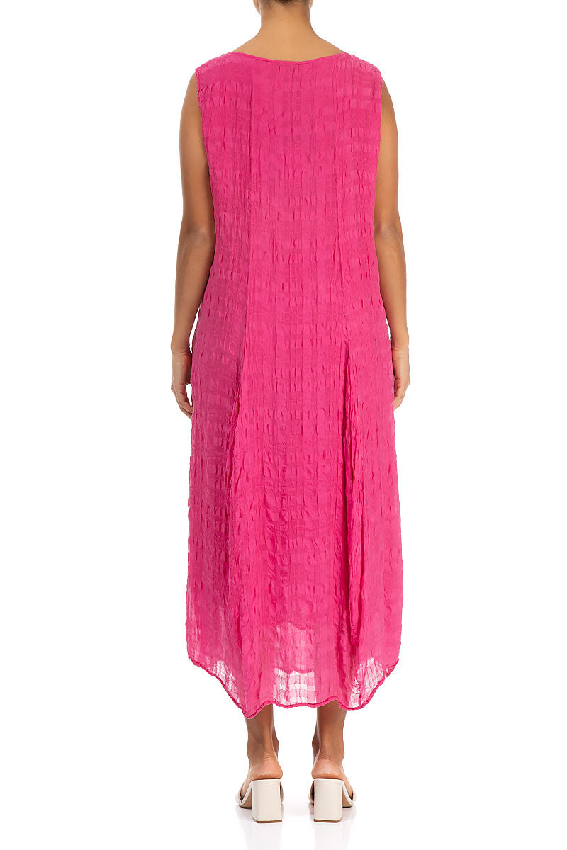 Sleeveless Balloon Hot Pink Light Silk Dress 2