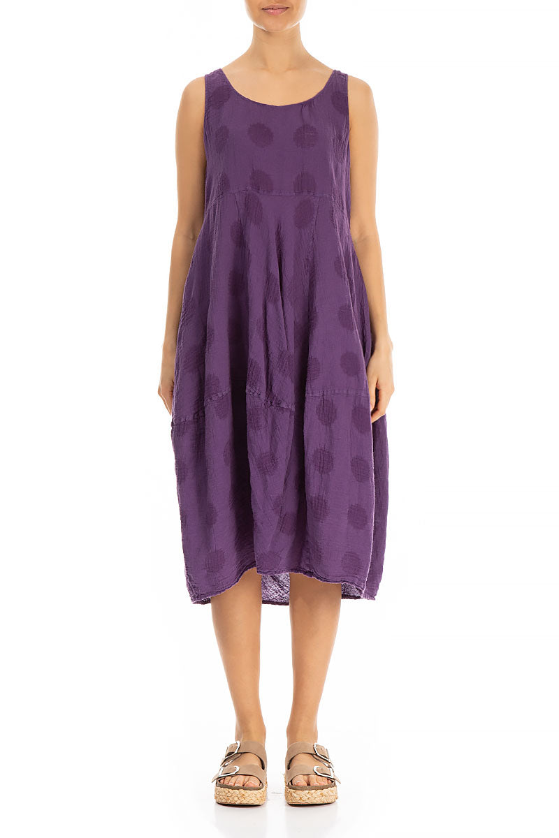 Sleeveless Balloon Purple Linen Dress 1