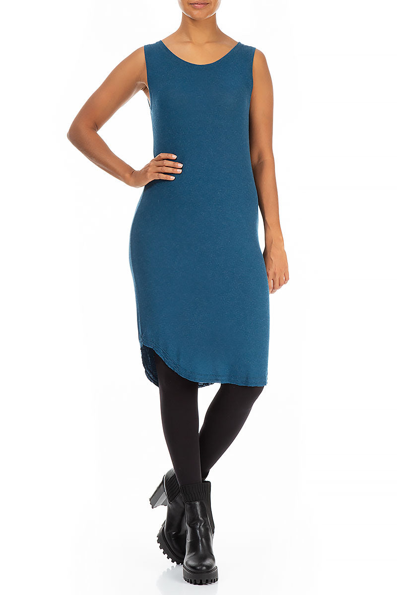 Sleeveless Blue Viscose Angora Dress 3