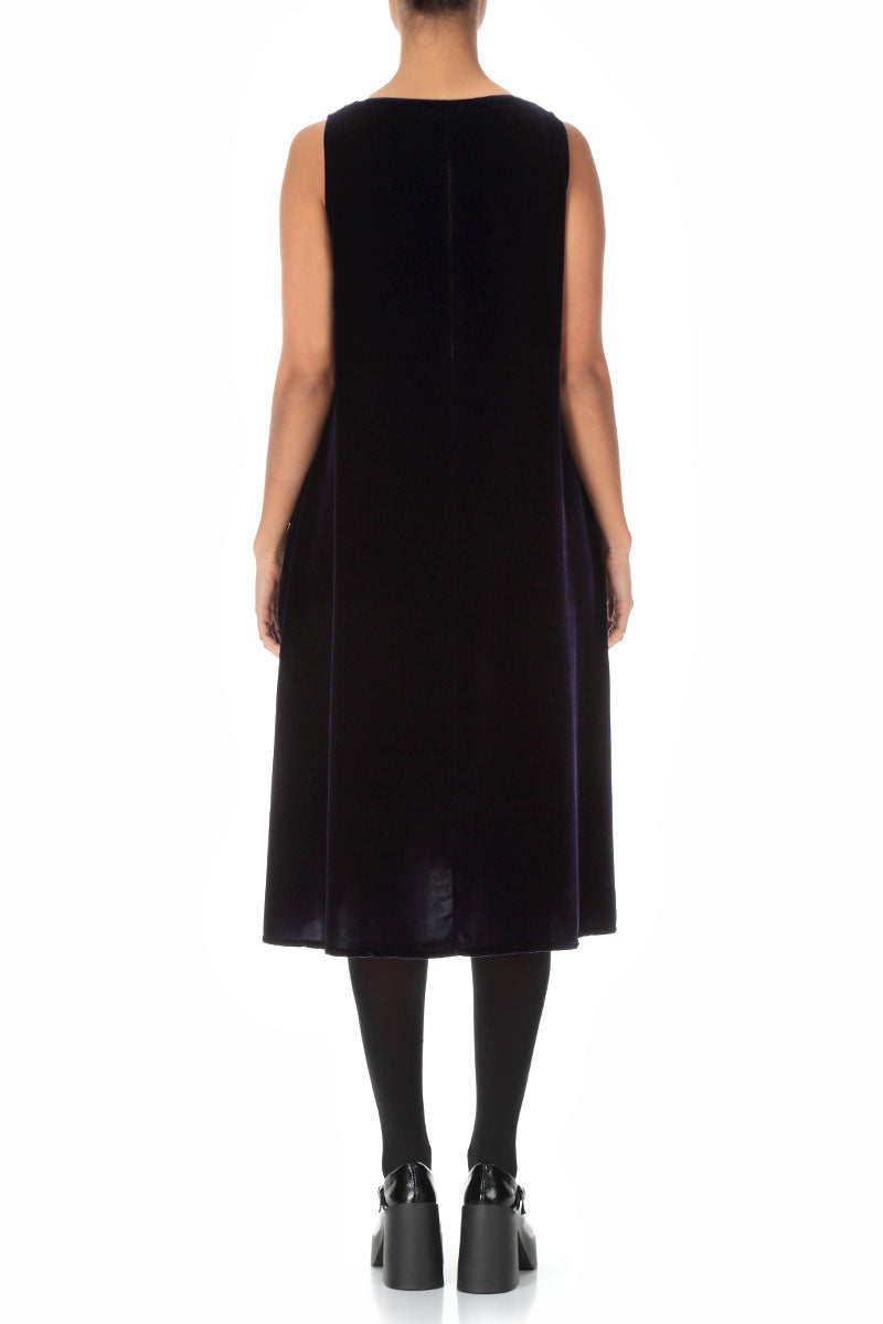 Sleeveless Purple Silk Velvet Dress 2