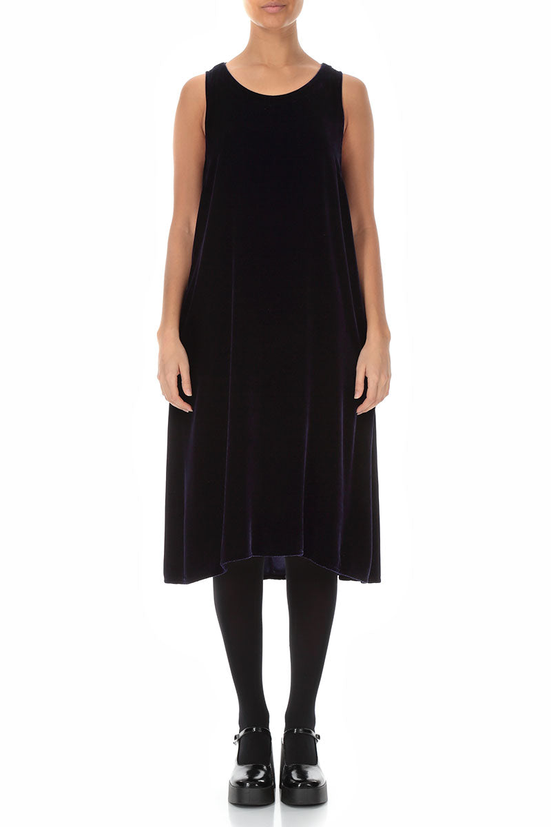 Sleeveless Purple Silk Velvet Dress 1
