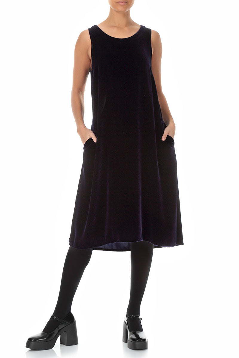 Sleeveless Purple Silk Velvet Dress 3