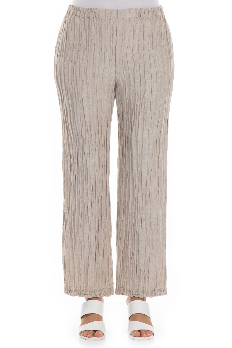 Straight Crinkled Cappuccino Trousers