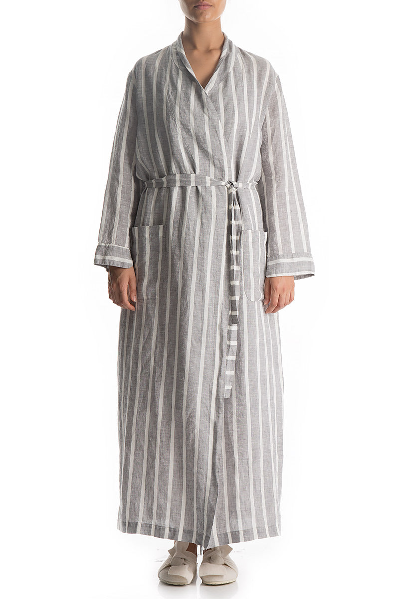 Striped Linen Bath Robe - GRIZAS | Natural Contemporary Womenswear