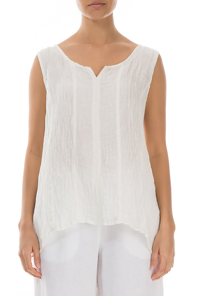 Sweetheart Neck Crinkled White Silk Top 1