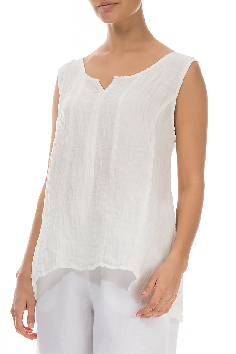 Sweetheart Neck Crinkled White Silk Top 3