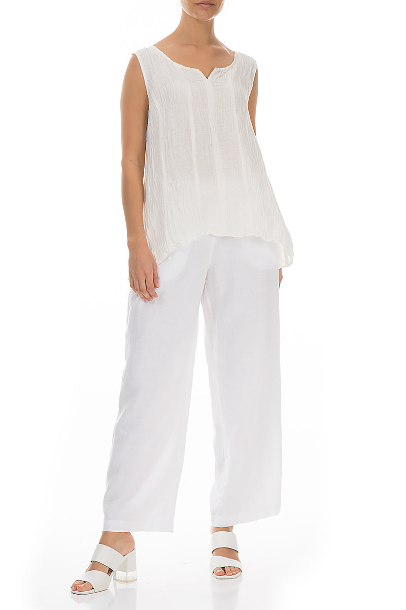 Sweetheart Neck Crinkled White Silk Top 4