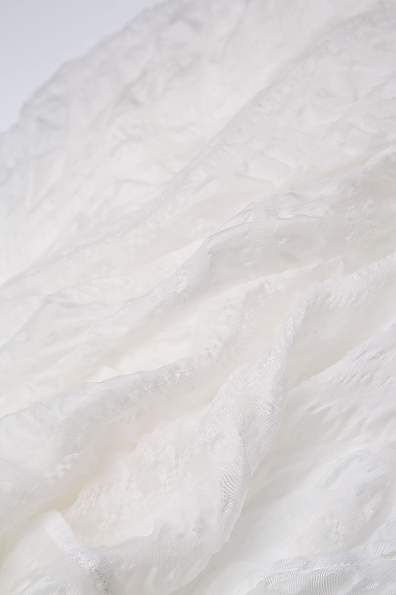 White Textured Kaftan Silk Blouse 5