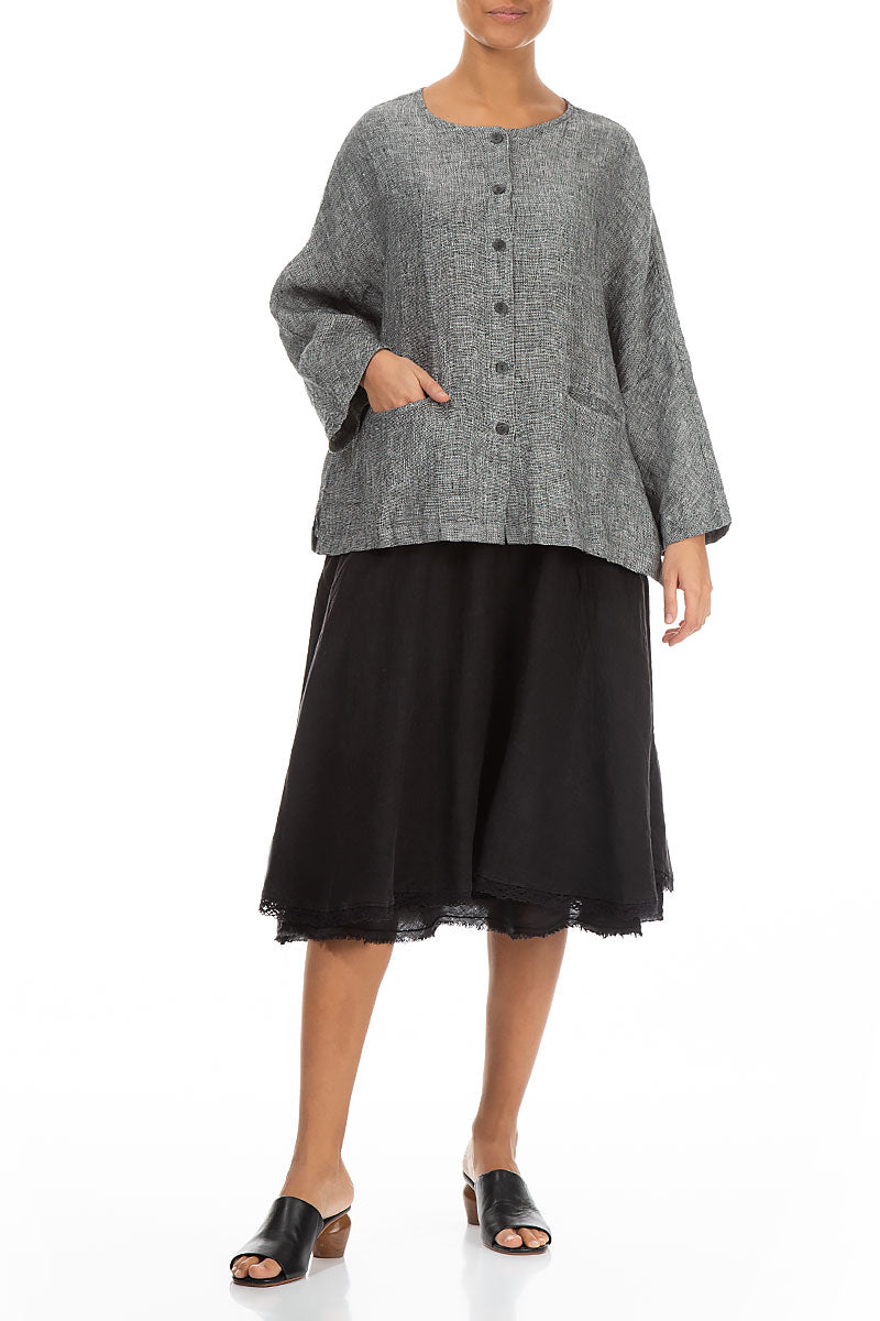 Grey Mélange Linen Jacket Blouse 4