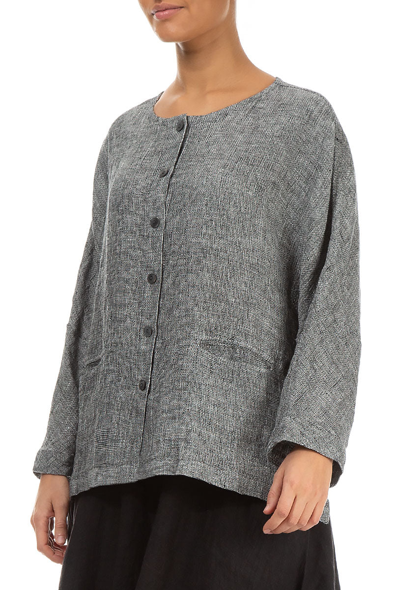 Grey Mélange Linen Jacket Blouse 3