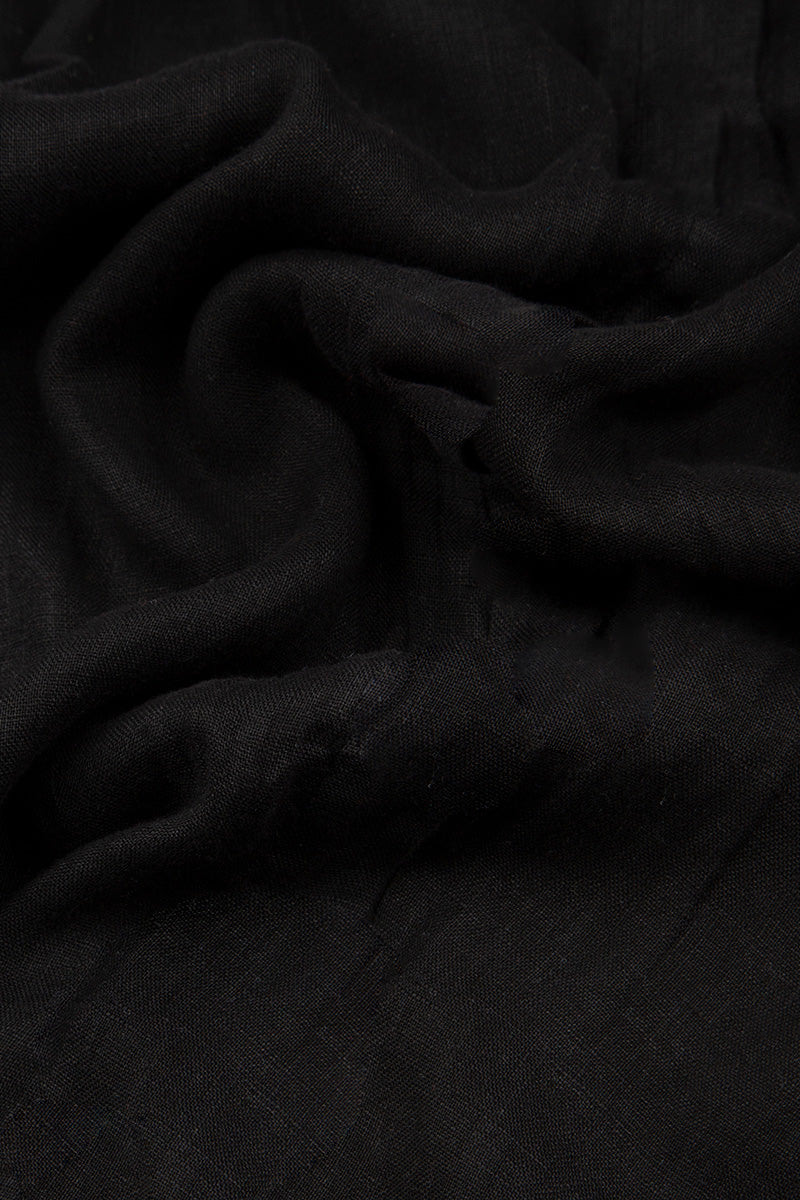 Wide Cropped Black Linen Trousers 4