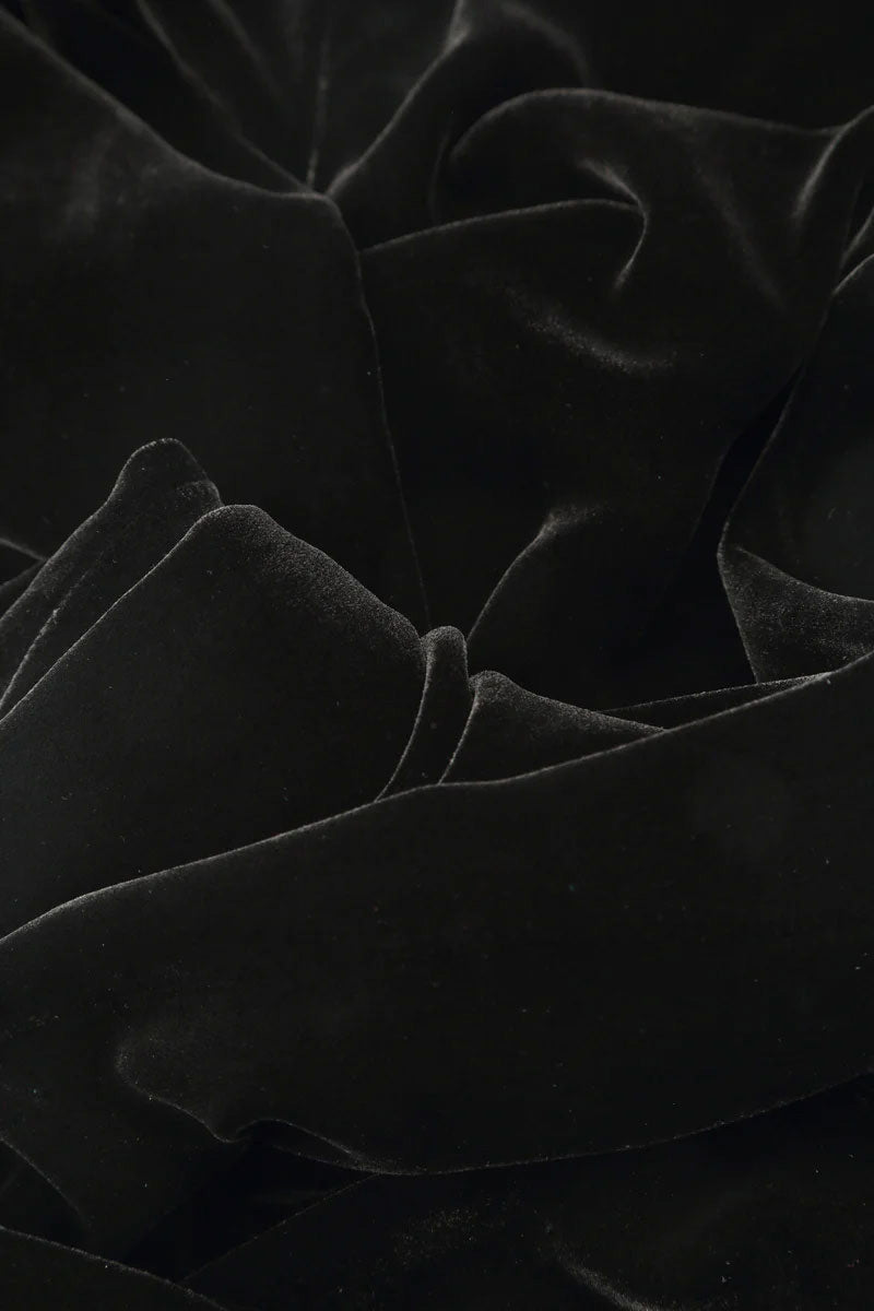 Wide Straight Black Silk Velvet Trousers 4