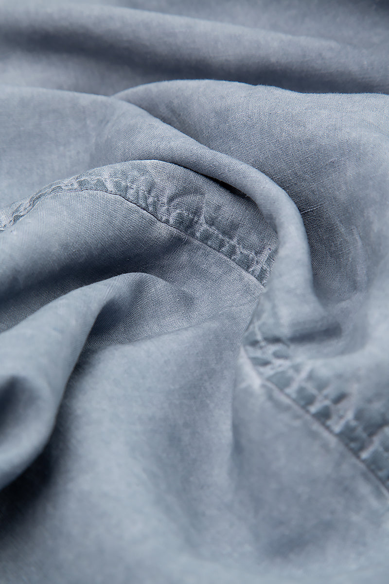 Wide Washed Effect Denim Silk Linen Trousers 5