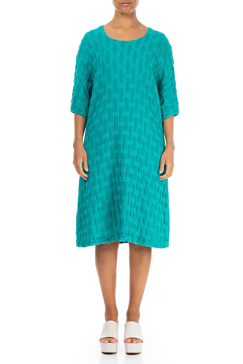 Woven Texture Ocean Linen Dress 1