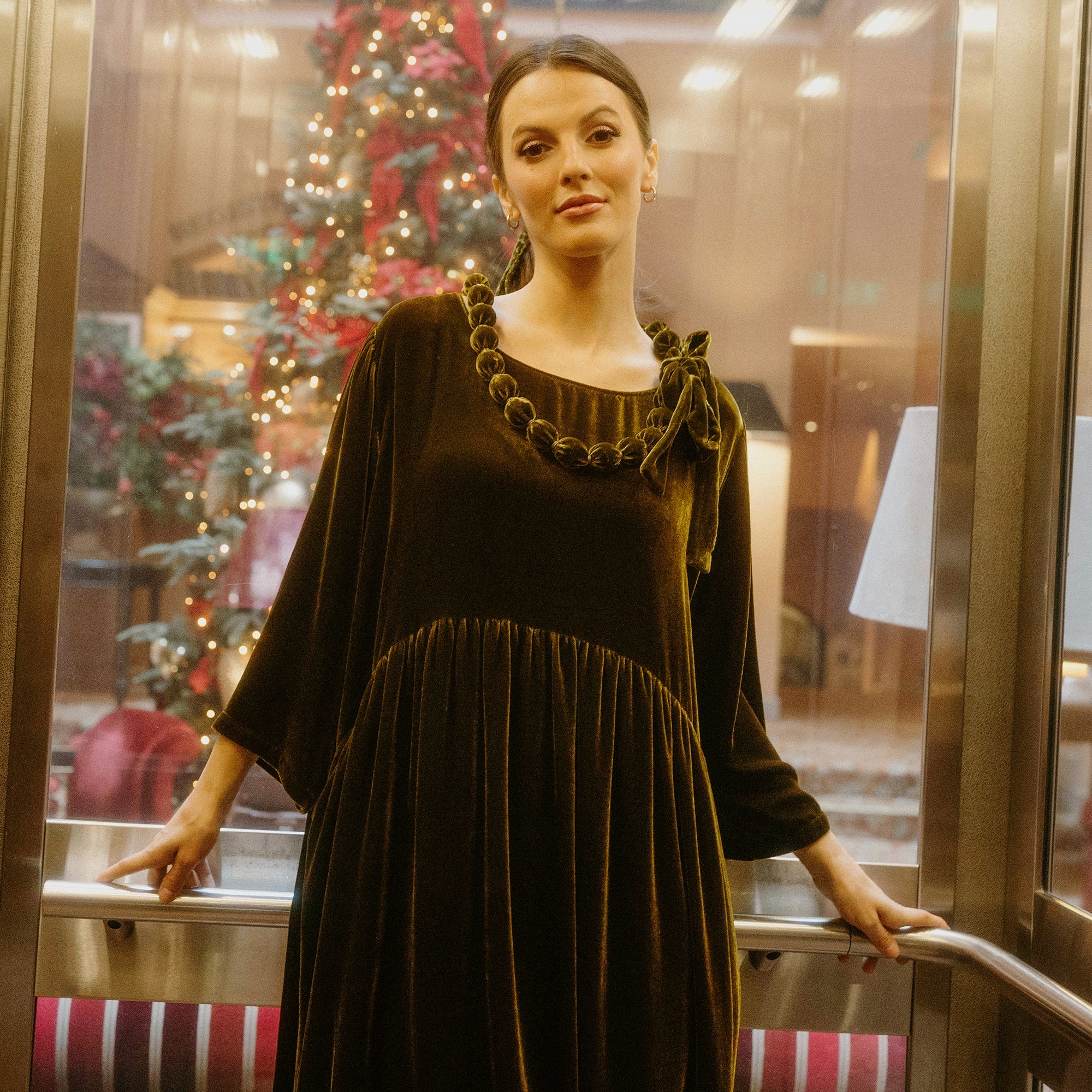 Grizas Black Linen 3/4 Sleeve Dress