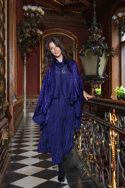 Royal Purple Devoré Feather Silk Scarf 5