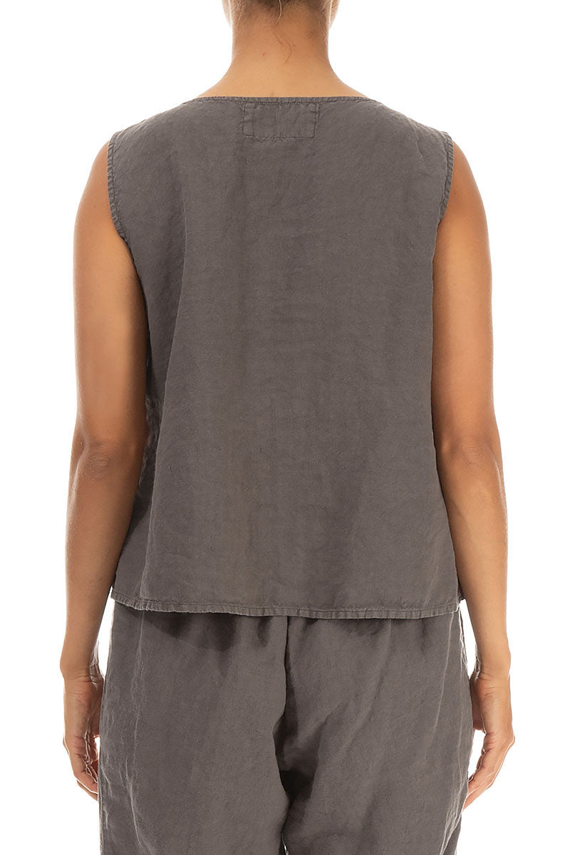 Ruffled Fringed Truffle Linen Blouse 3