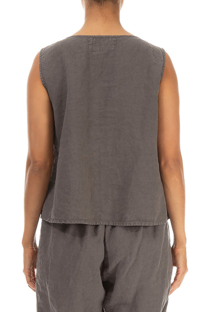Ruffled Fringed Truffle Linen Blouse 3