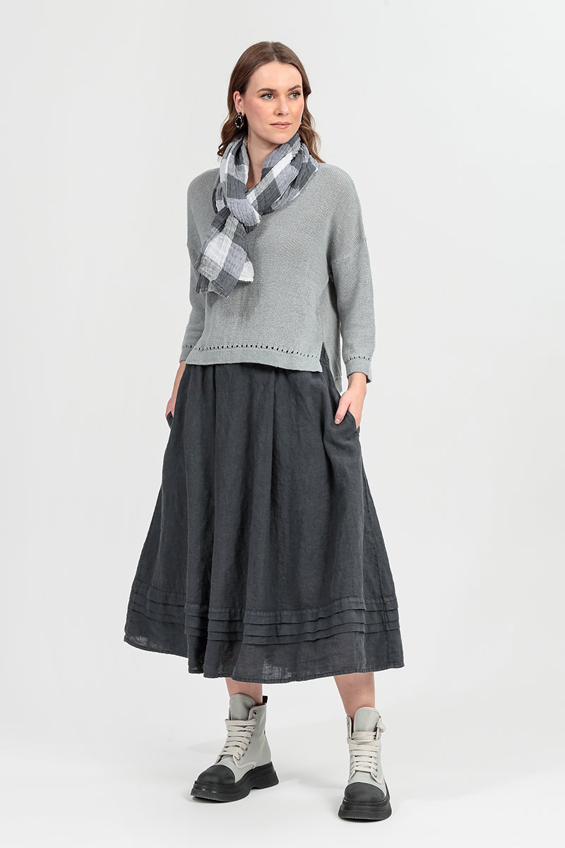 Pointelle Hem Grey Linen Jumper