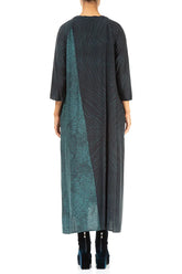 A-Line Peacock Feather Silk Bamboo Maxi Dress 2