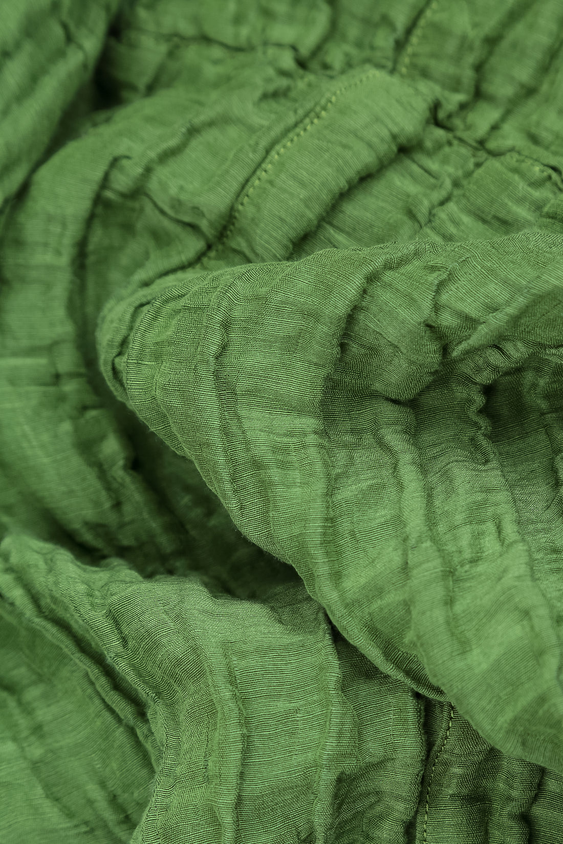 A-Line Shamrock Green Crinkled Silk Linen Dress 6